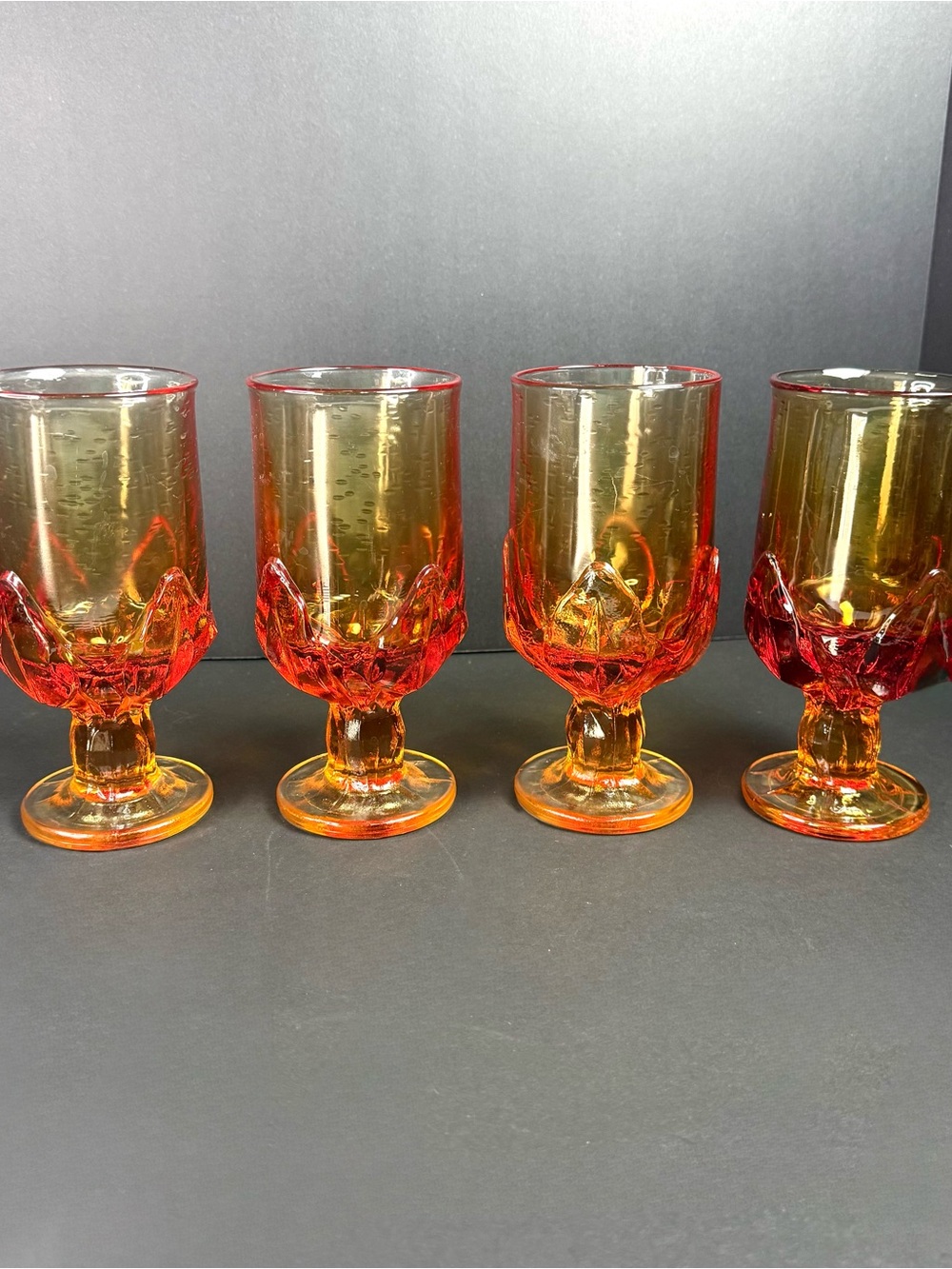 Vintage set Franciscan Cabaret Persimmon Amber Goblets 1970 MCM Glassware Tiffin